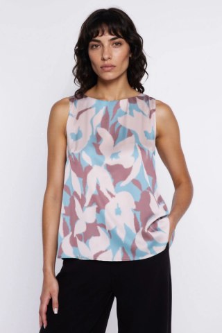 Bluzka o kroju trapezu bez rękawów B230 Flowers - Nife