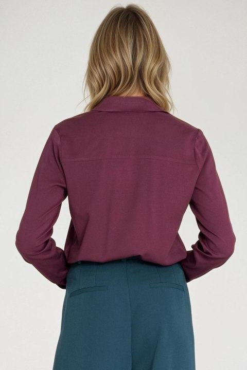 Bluzka z krytą plisą B205 Śliwka - Nife