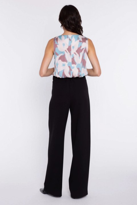 Spodnie z szerokim pasem i zakładkami SD139 Black - Nife