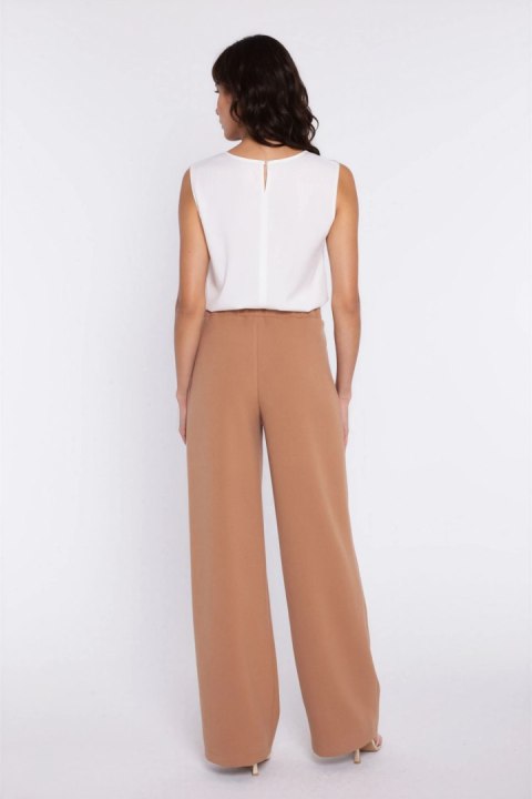 Spodnie z szerokim pasem i zakładkami SD139 Carmel - Nife