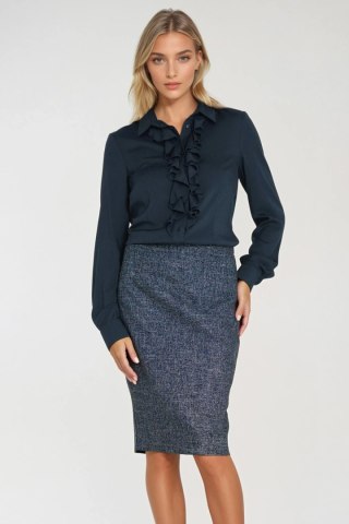 Wiskozowa bluzka z żabotem B202 Navy - Nife