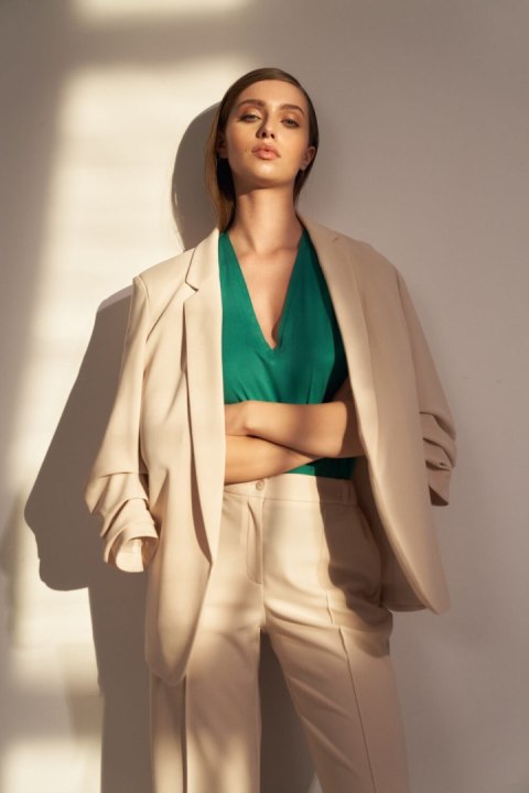 Beżowa marynarka bez zapięcia Z58 Beige - Nife