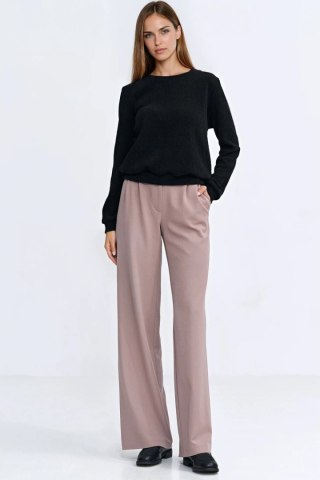 Bluza z dzianiny prążkowanej z długim rękawem BL13 Black - Nife