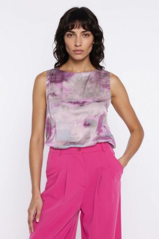 Bluzka o kroju trapezu, bez rękawów B320 Wzór - Nife