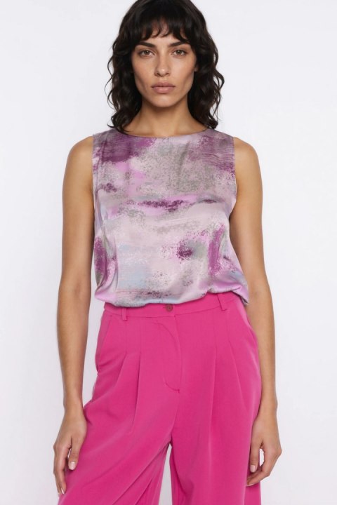 Bluzka o kroju trapezu, bez rękawów B320 Wzór - Nife