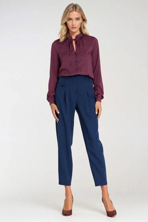 Bluzka z wiązaniem pod szyją B203 Śliwka - Nife