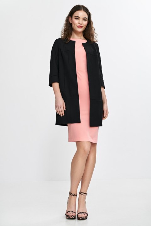 Dłuższa marynarka z przeszyciami z rękawem 3/4 Z80 Black - Nife