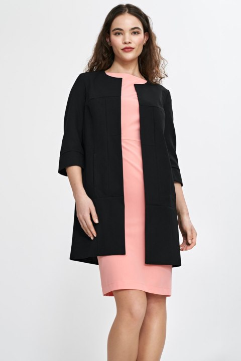 Dłuższa marynarka z przeszyciami z rękawem 3/4 Z80 Black - Nife