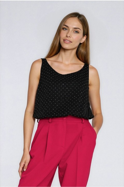 Dzianinowa bluzka z błyszczącymi dżetami B217 Silver/Black - Nife