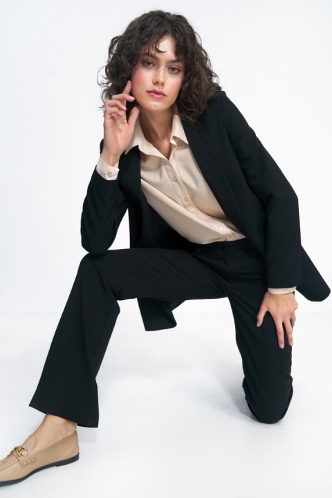 Klasyczna niezapinana czarna marynarka Z74 Black - Nife