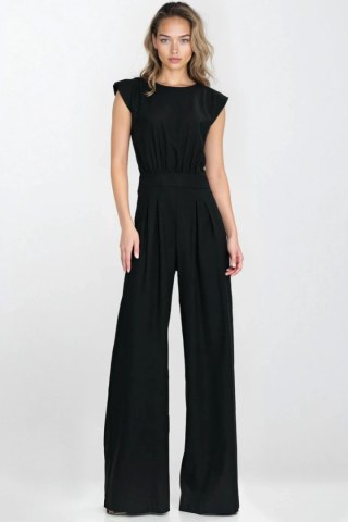 Kombinezon z rayonu z nogawkami palazzo KM42 Black - Nife