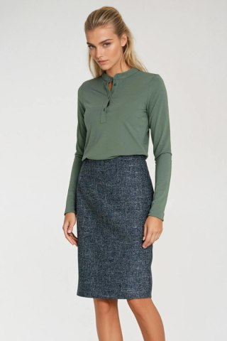 Spódnica Ołówkowa spódnica z dekoracyjnym zamkiem SP85 Navy Melange - Nife